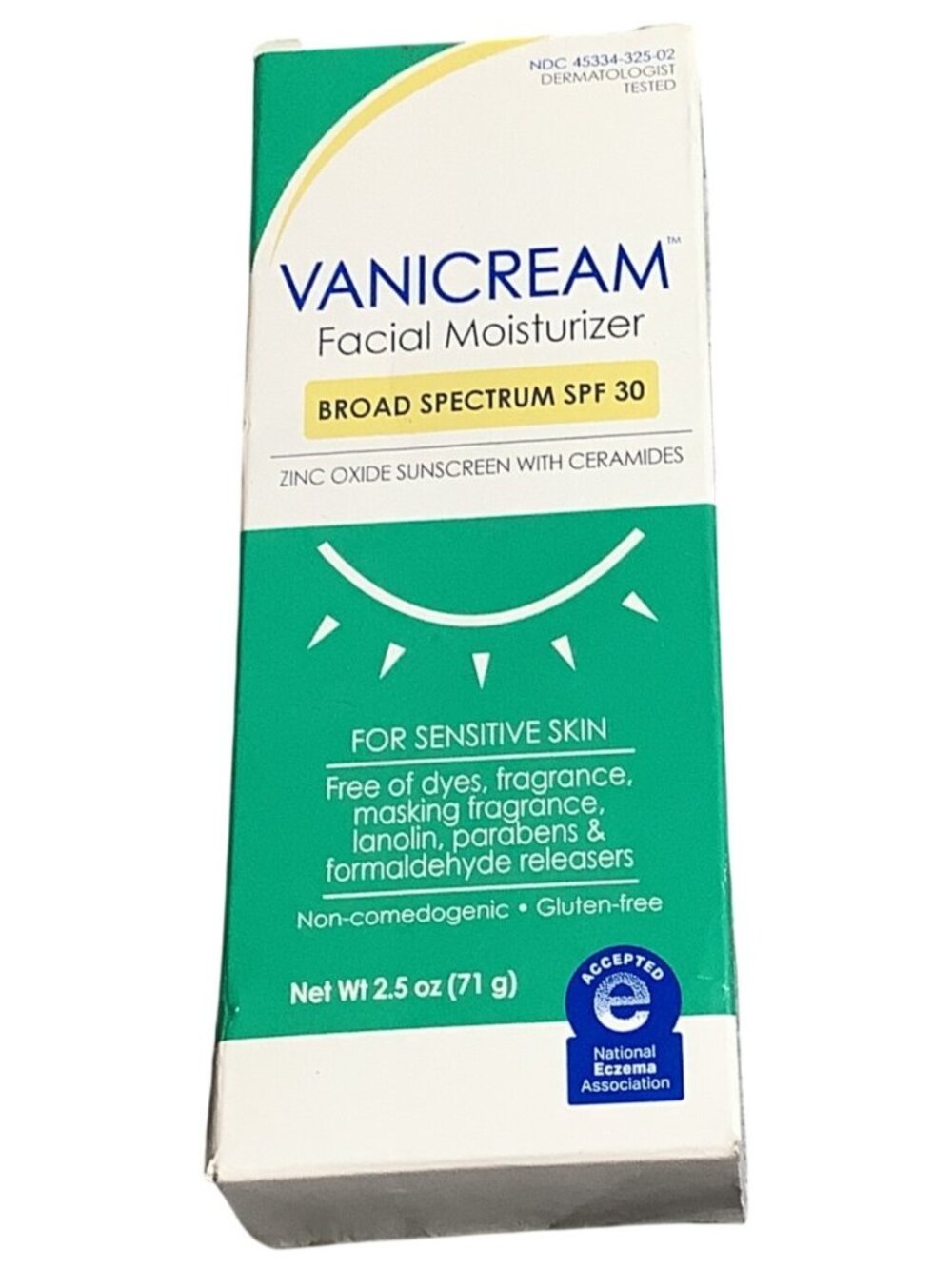 Vanicream Facial Moisturizer Broad Spectrum SPF 30 Protection 2.5 Oz Exp 02/2028